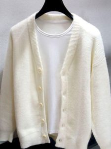 Trendy Khaki V-Neck Open Cardigan Mens Knitted Sweater Loose Large Size Spring 2024 New Arrival Lazy Style Outerwear