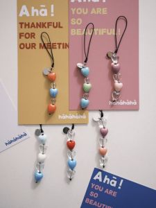 Original Emotion Hahahaha Premium Heart Shaped Phone Chain Pendant Ceramic Bead Short Lanyard Digital Accessories for All Models