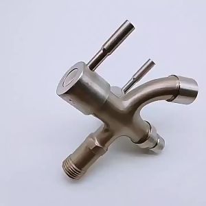 1/2" Double Outlet Faucet for Washing Machine Dual Control Water Tap One in Two out Bidet Faucet Bathroom Sink Fitting