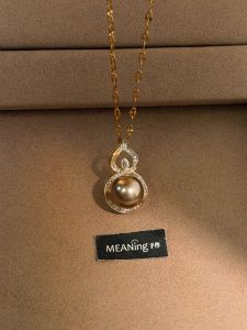 Luxurious Coffee Pearl Long Sweater Chain Necklace New Chinese Style Meanings Handmade Fashion Jewelry for Women