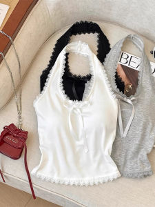 บราลูกไม้สีขาวแบบคล้องไหล่ พร้อมฟองน้ำเสริม