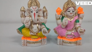 Handcrafted Lakshmi Ganesha Idol Set | Traditional Clay God Idol for Pooja Diwali & Home Décor (Size – 3*2.5 inches | Set of 2)