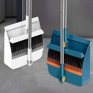 Broom with Dustpan Adjustable Long Handle Standing Broom and Dustpan Set for Indoor & Outdoor Sweeping Home Office Kitchen