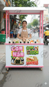 Miếng dán CƠM NẮM decal trang trí tường tủ kính xe đẩy quán ăn decor menu ăn vặt cơm cuộn mì trộn cá viên chiên