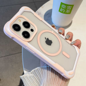 เคสโทรศัพท์แบบใสสองเฉดสีดูดซับแม่เหล็กไร้สาย Apple 17 iPhone 16 pro Max ป้องกันการตกหล่น 4 มุม ดีไซน์สร้างสรรค์