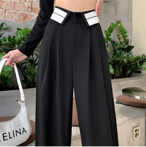 หนังสือผู้หญิงกางเกงขายาวเอวสูงธรรมดากางเกง หลวมงานกางเกง