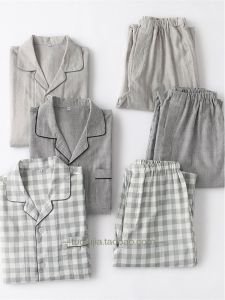 Mens plus Size Sleepwear Long Sleeve Thin Cotton Flannel Summer Autumn Winter Home Clothes Set Short Sleeve Comfortable Pajamas