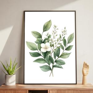 Nordic Sage Greenery Leaves Poster Modern and Elegant Wall Stickers for Home Decor Living Room Dormitory Wall Art
