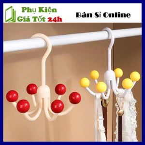 SET 3 Móc Treo Quần Áo Xoay 360 Độ Linh Hoạt Tiết Kiệm Không Gian Móc Treo 6 Nhánh Bi Đa Năng - Mắc Treo Áo Lót Cà Vạt Thắt Lưng Túi Xách Gọn Cho Tủ Quần Áo - Móc Treo Đồ Đa Năng 6 Quả Bóng Chịu Lực Móc Phơi