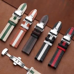 Calfskin Watchbands Quick Release Strap for Omega Watch Accessories 20mm 22mm Leather Wristwatch Band with Butterfly Buckle