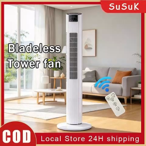 Tower Fan Bladeless Electric Fan 3 Speed With Remote Control Timer Air Conditioning Fan For Home Office Stand Up Floor Portable Fans