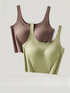 Miiow | MiiOW Cat Woman Seamless Ice Silk Womens Tank Top With Chest Pad Summer New Skin-friendly Bare Sensation Strap Vest