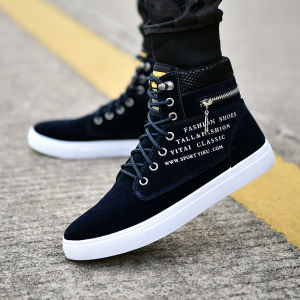 Mens Thickened High-Top Martin Boots Warm Fleece Casual Shoes Retro Style Cotton Sandwich Rubber Sole Comfortable Autumn Winter Boots