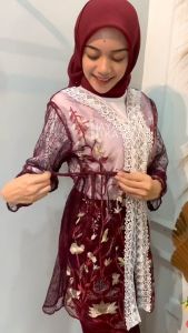 MEIZA SETELAN 2 IN 1 ROK LILIT OUTER BRUKAT BORDIR RENDA BAJU WISUDA KONDANGAN LEBARAN KEKINIAN
