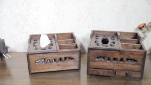 กล่องกระดาษทิชชูสร้างสรรค์ไม้เนื้อแข็งมัลติฟังก์ชั่กสไตล์จีนสมัยใหม่ห้องนั่งเล่นโต๊ะกาแฟเก็บโมทคอนโทรลแอร์โมทคอนโทรลTVกล่องเก็บกระดาษทิชชูวินเทจ