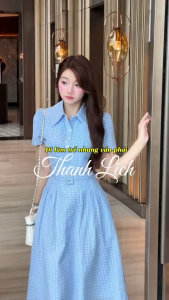 [DUY NHẤT 10-12.10-VOUCHER 40K]Đầm thiết kế BEMINE cổ sơ mi phối caro dáng chữ A phù hợp đi làmđi chơi-B721