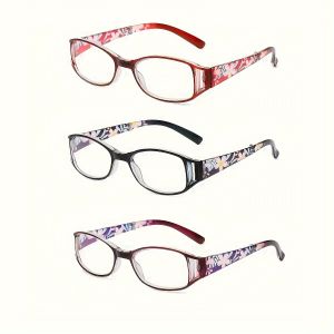 3 Pairs Floral Pattern Reading Glasses Stylish Blue Light Blocking Folding Reading Glasses Small Folding Readers for Women Men