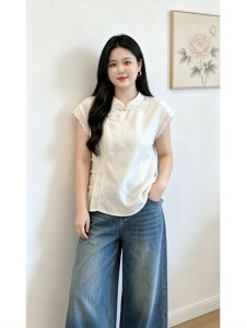 Shalldoer | Áo Blouse Cổ Đứng Mới Kiểu Trung Quốc Nút Bấm Mùa Hè