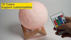 Coquimbo Lampu Tidur Bulan 3D Moon Night Light Lamp Recharge 16 Color 15 CM - 606816