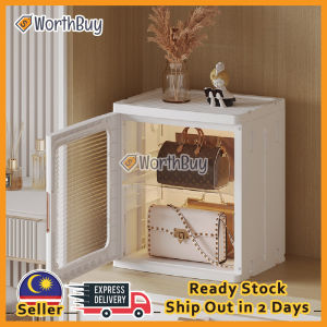 [1-4 Tiers] Worthbuy Stackable Storage Box Rack Organiser Wheel Cabinet Foldable Shelf Rack Kotak Penyimpanan Berlipat