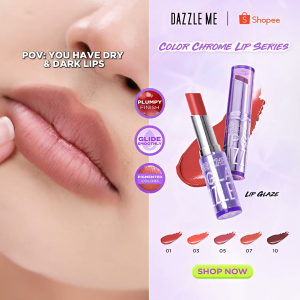 DAZZLE ME Color Chrome Series Complete Bundle | Lip Matte & Lip Glaze - Lipstick dengan hasil akhir Matte bertekstur Powder