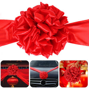 Wedding Car Decoration Front Flower Big Red Flower Ball Red Silk Cloth Red Hydrangea Opening Ceremony Ribbon Cutting