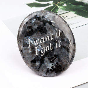 Encouraging Stone Palm Gemstone Natural Agate Carving Text Crystal Ellipse Inspirational Stones Ornaments Room Decor Gift