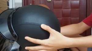 HELM BOGO CLASSIC BAHAN KULIT SINTETIS MOTIF JERUK SNI DEWASA PRIA DAN WANITA BOGGO RETRO KLASIK GLOSSY KACA DATAR CEMBUNG WARNA HITAM M