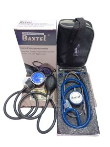Baxtel Aneroid Sphygmomanometer Blood Pressure Monitor With Dark Blue Deluxe Stethoscope
