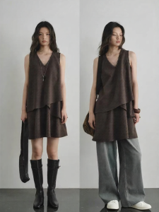 POPCHRIO | Đầm Ngắn Dáng A Tay Hơi V-Neck