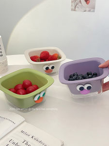 ถ้วยล้างผลไม้แบบสองชั้นพร้อมตะแกรงสำหรับใช้ในครัว อุปกรณ์เสริมสำหรับใช้ในครัวแบบใหม่พร้อมชามล้างผลไม้ขนาดเล็กและจัดระเบียบ