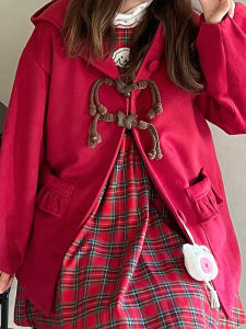 Weekend Regular Fit Woolen Coat with Cotton Lining And Hood Christmas New Year Style Commute Long Sleeve Polyester Jacket