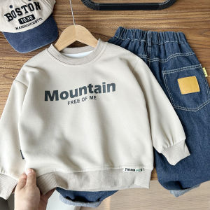 Trendy Kids Sweatshirt Spring Autumn Loose round Neck Long Sleeve Cotton Casual Wear for Boys And Girls with Cartoon Print