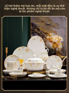 JINGDITAOCI | Bộ Dụng Cụ Ăn Bằng Sứ Jingdezhen Sang Trọng