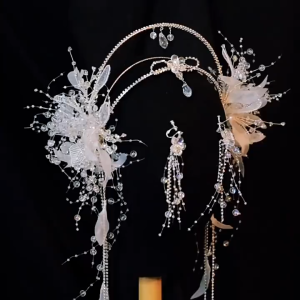 Headpiece bando batu permata dengan set anting/headpiece jurai