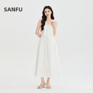 SANFU | New Summer Dress V-Neck with Detachable Bow