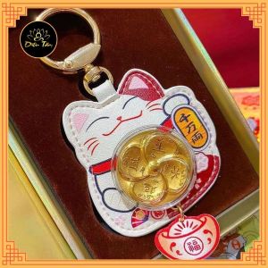 Móc khóa mèo thần tài ông thần tài móc treo chìa khóa dùng làm quà tặng thu hút phong thủy tài lộc may mắn bình an
