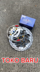 1PAKET PIRINGAN DISC 260MM + KALIPER 2PISTON + SELANG REM 90CM + BAUT DISC + BREKET 260MM BEAT VARIO SCOOPY MIO SMILE MIO SOUL FINO MIO J MIO M3 MIO SOUL GT MIO Z DLL
