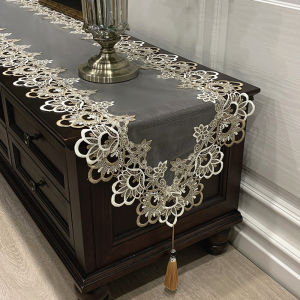 American Vintage Style Lace Tablecloth for TV Stand Tea Coffee Table Long