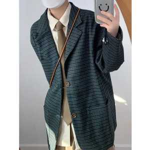 Cleanfit Outwear Mens Fancy Spring and Autumn Leisure Suit Mens Trendy Handsome British Yuppie Style Stripes Suit