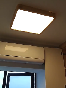 LED Ceiling Light Tricolor Ultra Thin Chandelier Living Room Bedroom Wooden Frame Decoration Light