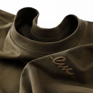 Áo Thun Nam Cotton Nguyên Chất Dài Tay Dáng Rộng Thoải Mái Thoáng Khí Thêu Chữ Màu Trơn Thường Ngày Mùa Hè