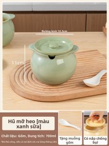 MEIDI | Nồi Dầu Gốm Chống Nóng Dung Lượng Lớn Có Nắp và Lọc cho Dầu Heo và Gia Vị