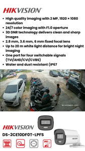 DS-2CE70DF0T-LPFS - HIKVISION TurboHD 2MP ColorVu Audio Camera