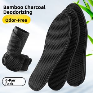 LINGMIAO | Deodorizing Bamboo Charcoal Insoles for Men Thin Absorbent Breathable