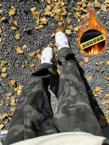 กางเกงยีนส์ทรงตรงลายพรางสไตล์อเมริกันสำหรับผู้ชาย กางเกงขายาวทรงตรง ทรงหลวม สไตล์ลำลอง ฤดูใบไม้ผลิและฤดูใบไม้ร่วง