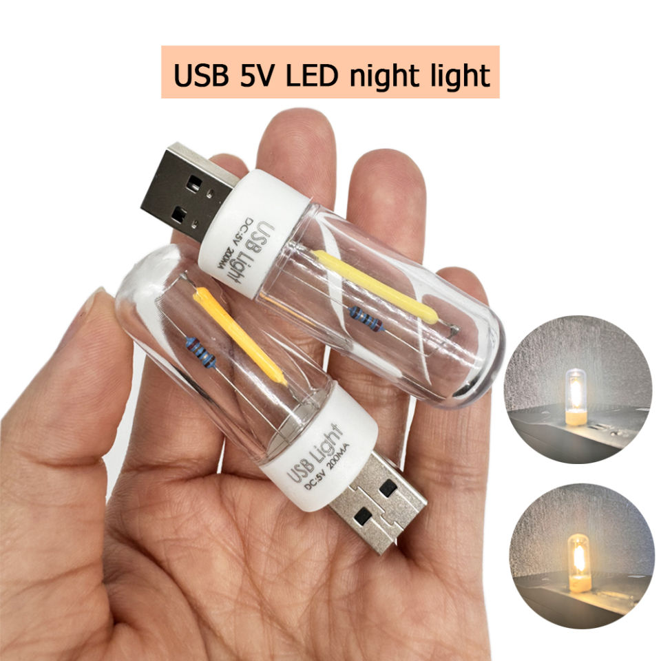 USB ไฟกลางคืน LED Pelindung Mata 5V สีขาวอบอู่ ชาร์จมือถือคอมพิวเตอร์ USB ล็อกเล็ก สีชาร์จมูถือ