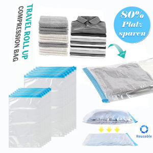 24 Pack Travel Vacuum Storage Bags Hand Roll UP Compression Bags For Clothes amping Essentials Luggage Packing Organizer