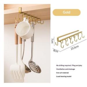 Hoyytu Heavy Duty Hanging Storage Rack 12 Hooks No Punching Multiuse Organizer for Wardrobe Kitchen Cup Cabinet Bathroom