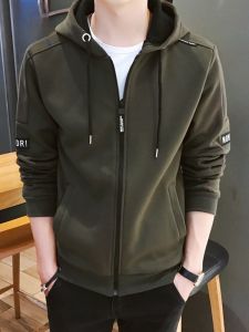 ROMON | Lormen Mens Zipper Hooded Fleece-Lined Cardigan Casual Warmth Autumn Winter New Style Sporty Comfortable Mens Outerwear